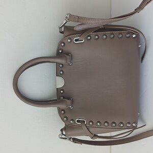 Sorial Parker Studded Genuine Leather Taupe Handbag Satchel Med Crossbody
